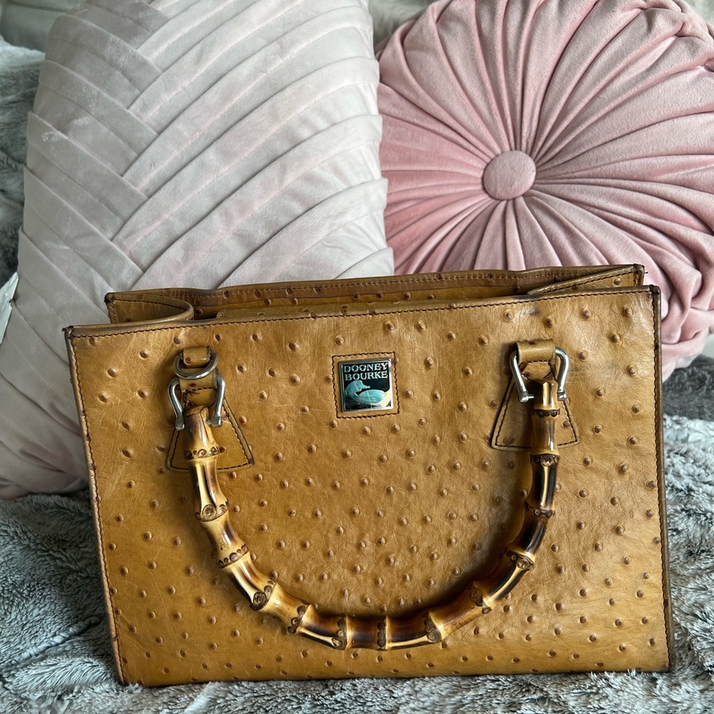 Dooney & Bourke Brown Satchel with Bamboo Handles